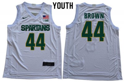 Youth Gabe Brown Michigan State Spartans #44 Nike NCAA White Authentic College Stitched Basketball Jersey SK50Y17QM